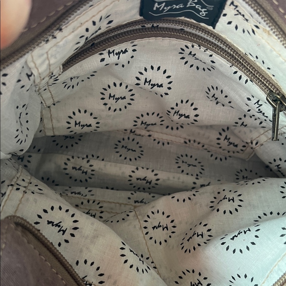 Myra Bag Beige and Charcoal Tote - Picture 2 of 4